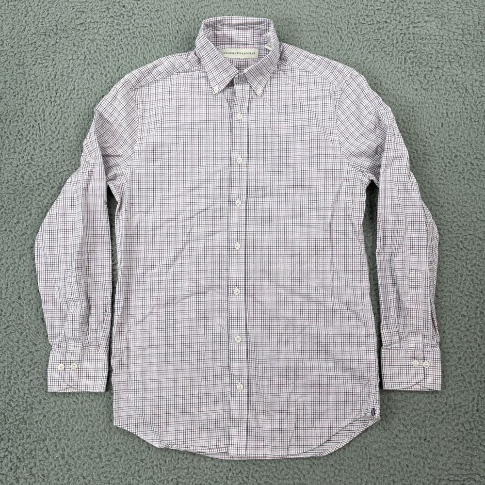 Holderness & Bourne Mens Medium The Purcell Shirt Checkered Vintage Claret Golf